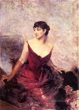  old Canvas - Countess de Rasty Seated in an Armchair genre Giovanni Boldini